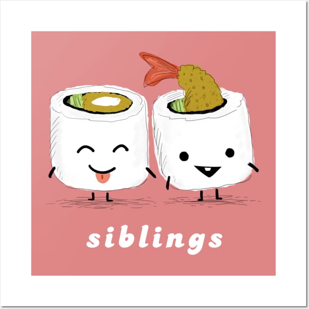 Sushi Siblings | Kawaii Sushi Rolls Wall Art by Coffee Squirrel